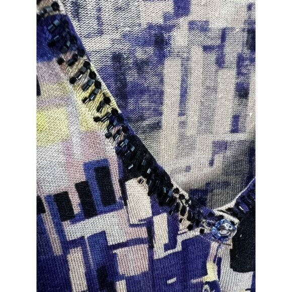 Charlotte V‎ Neck Crop Pullover Printed Long Sleeves Shirt Small - Picture 4 of 6